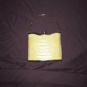 Antique metal mini purse with snakeskin print